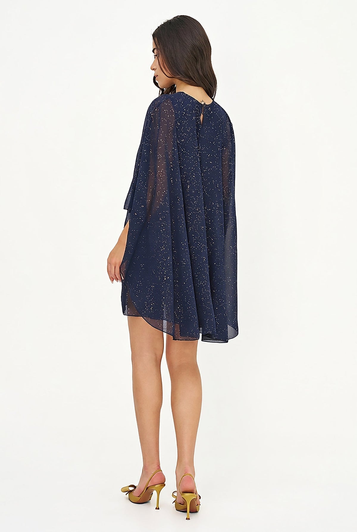 Women's Foil-Printed Woven Cape Dress