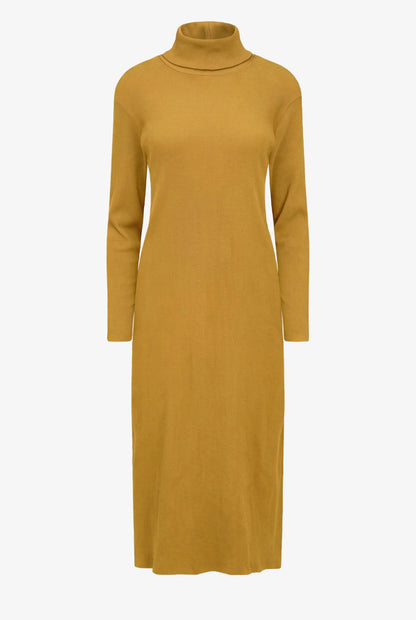 Women's Rib-Knit Turtleneck Dress, Long Sleeves & Back Slit