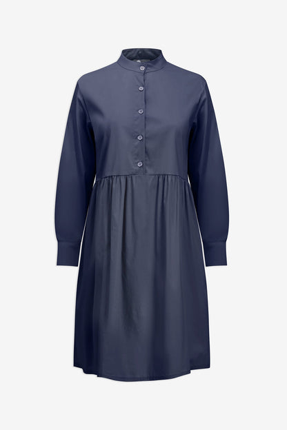 Women's Woven Long Sleeve Dress with a Partial Button-Down Front