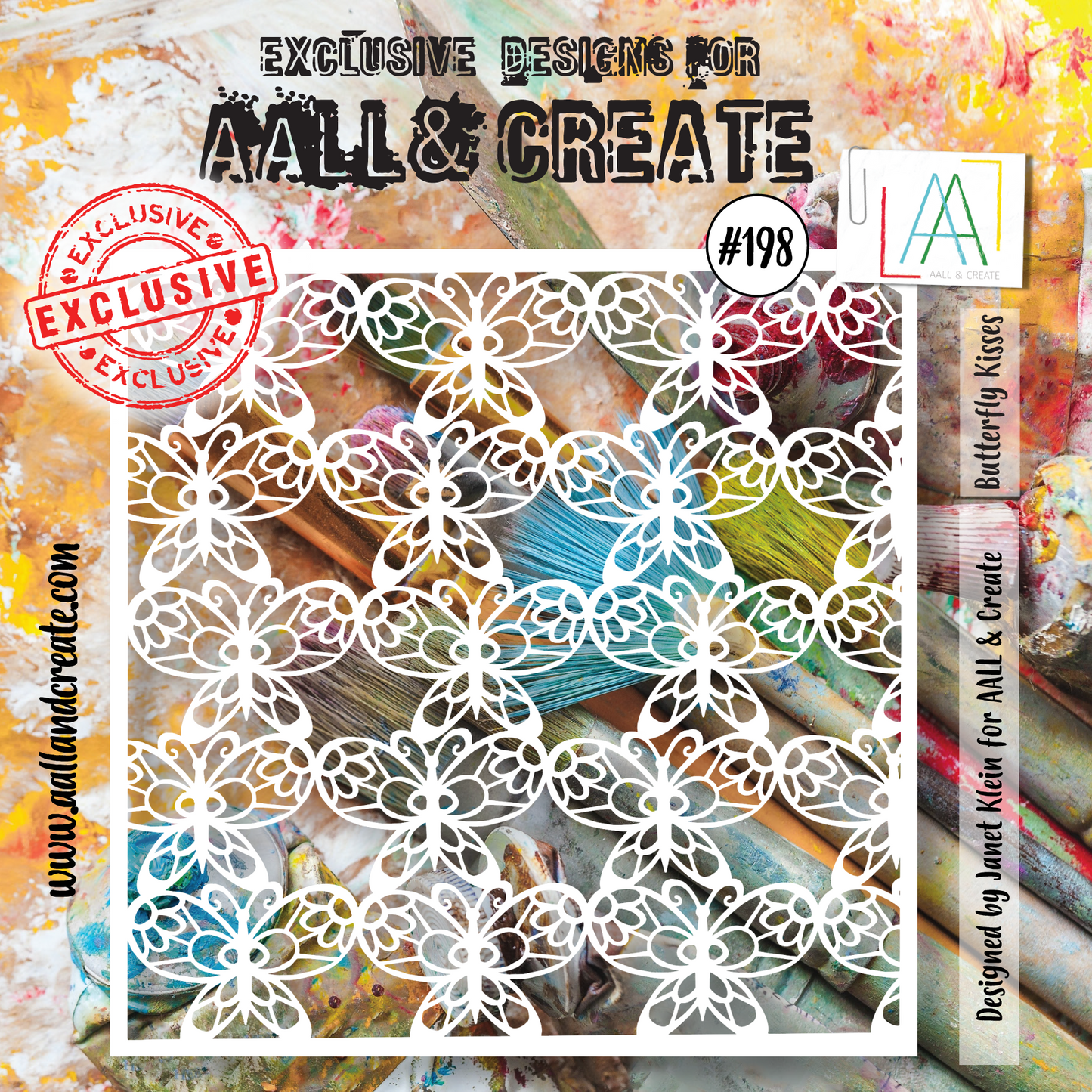 AALL and Create  6"x6" Stencil - 198 - Butterfly Kisses