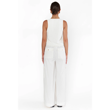 Time Out Ribbed Tie Tank Top – White