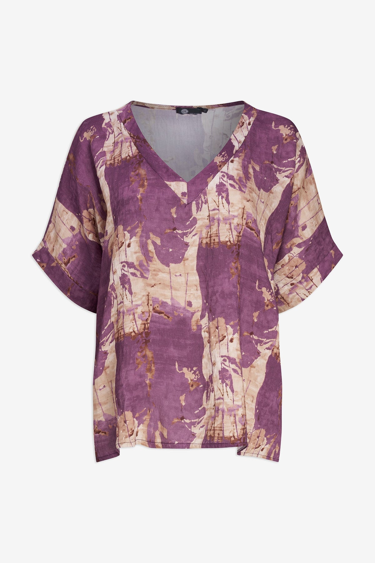 Women's Woven Printed Oversized V-Neck Tunic, with Elbow Length Sleeves