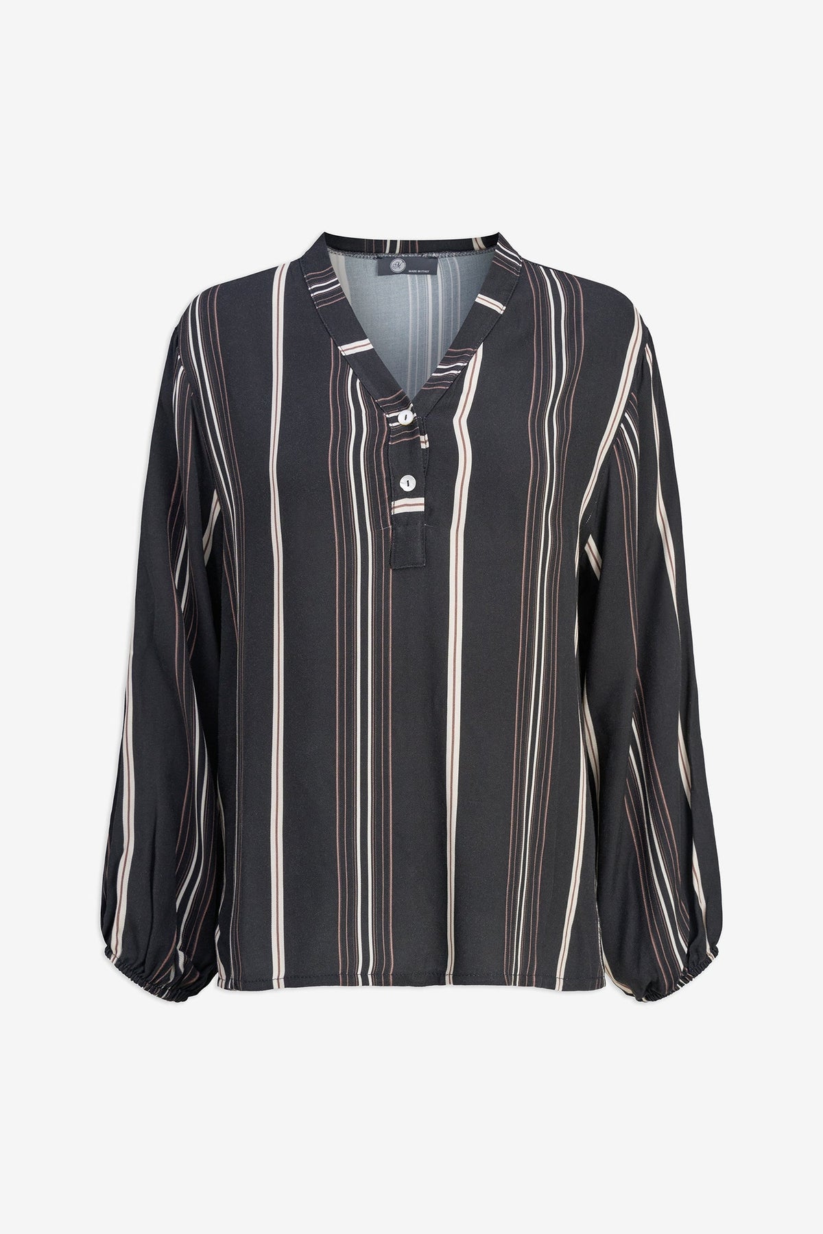 Women's Printed Woven Tunic with Buttoned V-Neck Collar & Side Slits