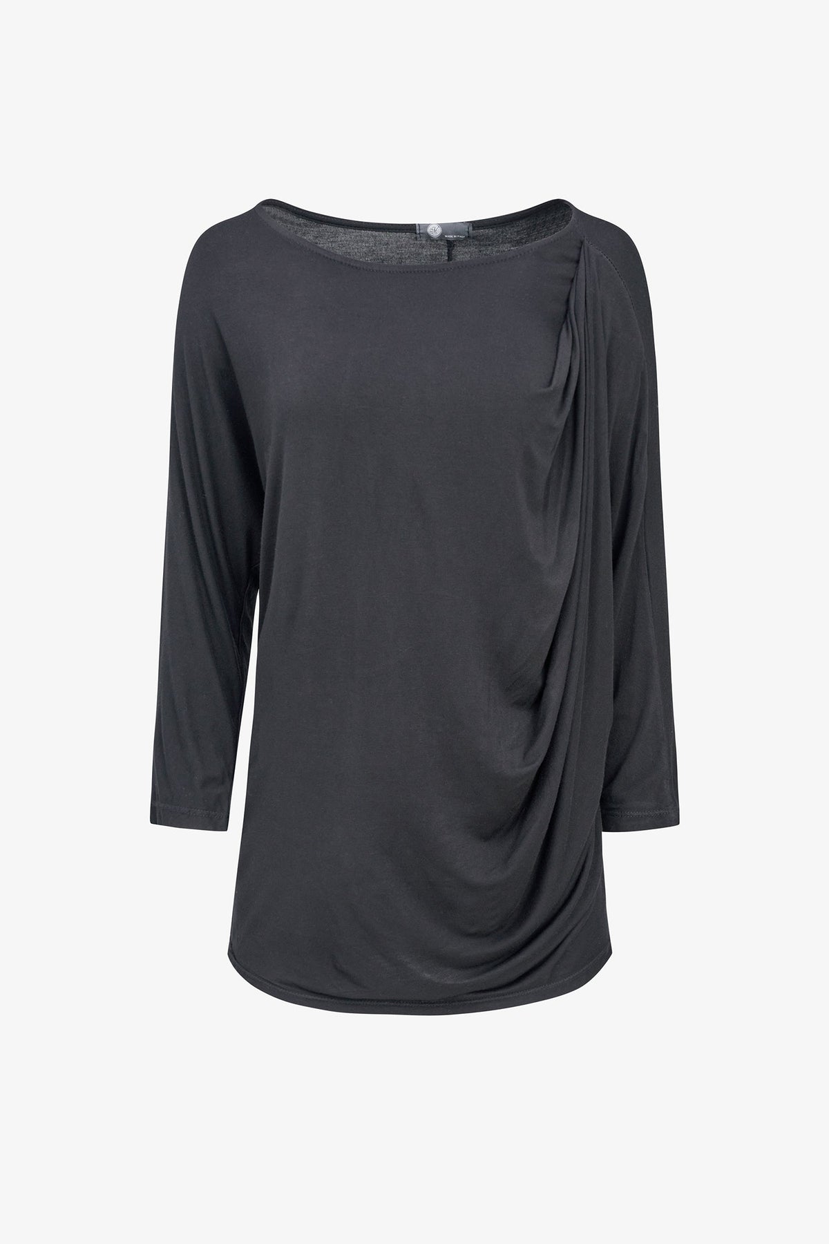 Women's Soft Knit Crew-Neck Tunic, 3/4 Sleeves & Draped Shoulder