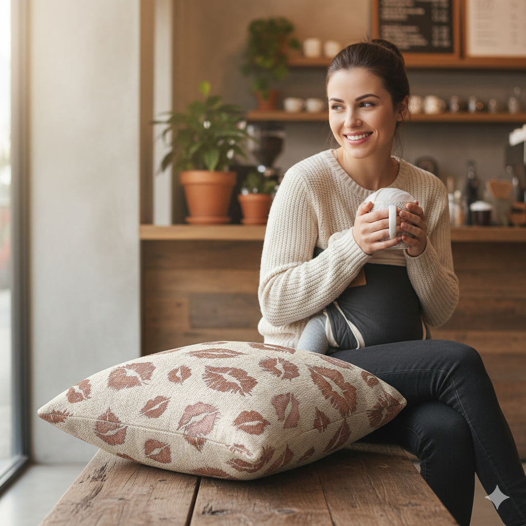Kiss Pattern Woven Pillow | Decorative Throw Pillow for Home & Outdoor - AURABAGS SHOP