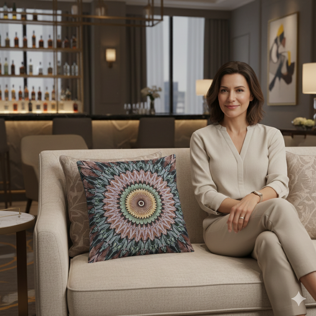 Mandala Sunburst Woven Pillow | Boho Geometric Decorative Cushion Cover - AURABAGS SHOP