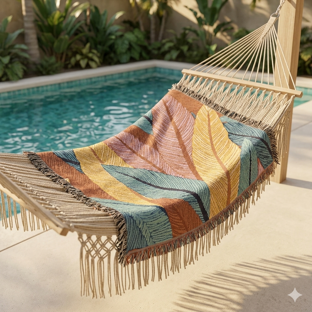 Tropische Blätter Gewebte Decke — Boho-Überwurf für Wohnzimmer, Schlafzimmer & Terrasse