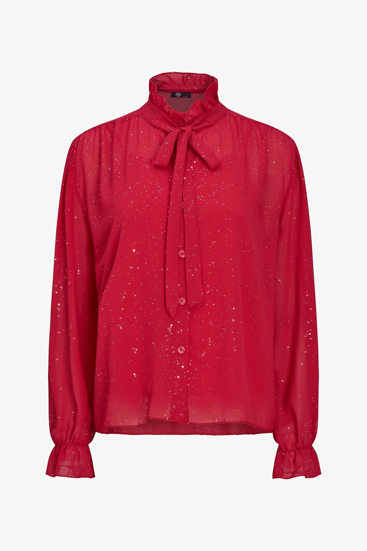 Women's Foil-Print Button-Down Shirt, Tie-Bow Collar & Removable Cami