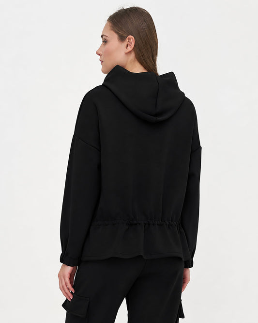 Women's Knit Hooded Sweatshirt, Long Sleeves & Adjustable Waist