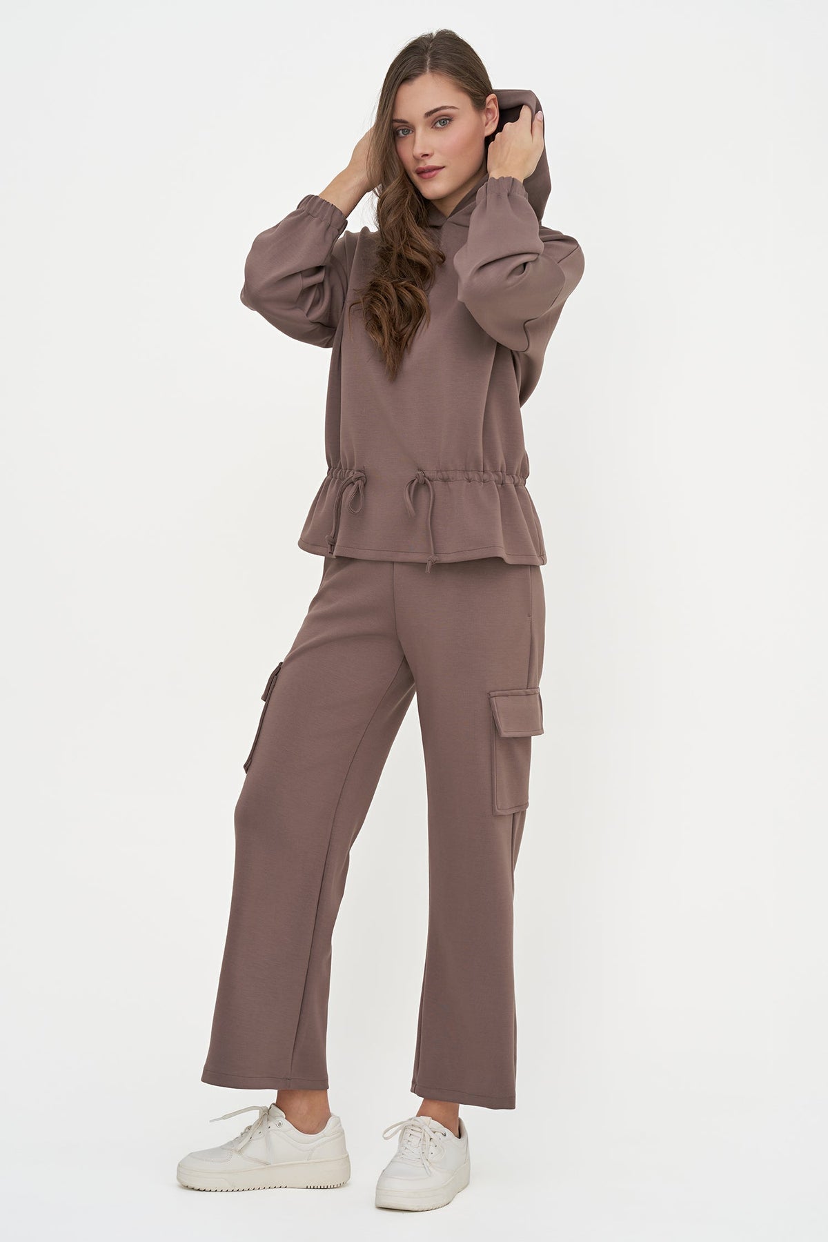 Women's Knit Hooded Sweatshirt, Long Sleeves & Adjustable Waist