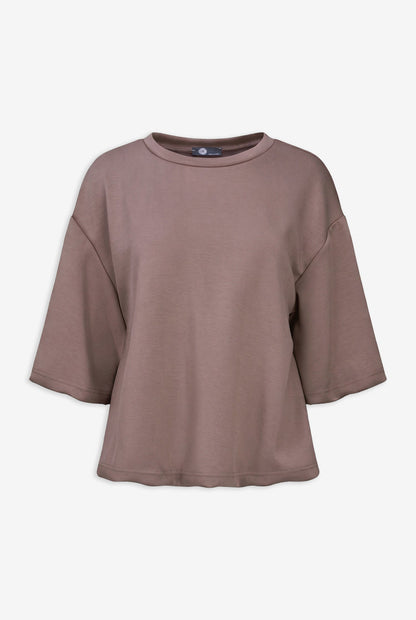 Women's Crew-Neck Sweatshirt, Elbow-Length Bubble Sleeves & Bubble Hem