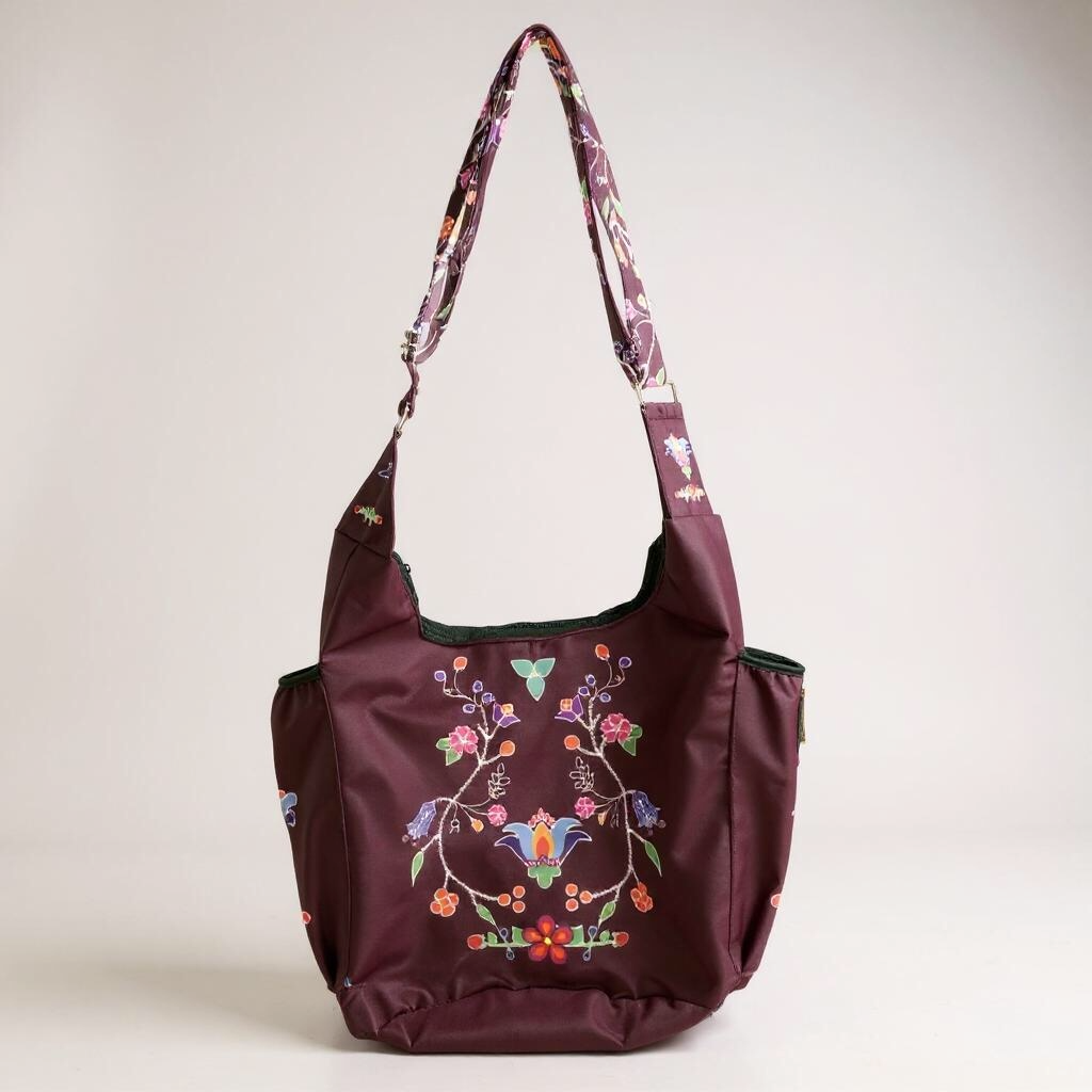 Blossomed Flower Crossbody Bag (burgundy )