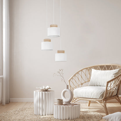 DUO White Jute Natural Pendant Light 3 - AURABAGS SHOP