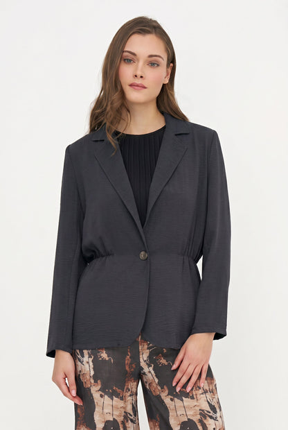 Women's Woven Blazer, with Long Sleeves & Ruched Detail At The Waist