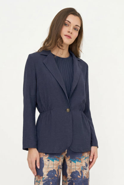 Women's Woven Blazer, with Long Sleeves & Ruched Detail At The Waist