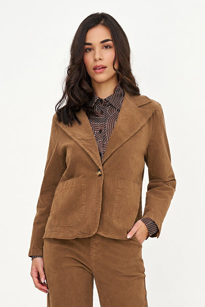 Women's Corduroy Blazer, Long Sleeves, Patch Pockets & Elbow Patches