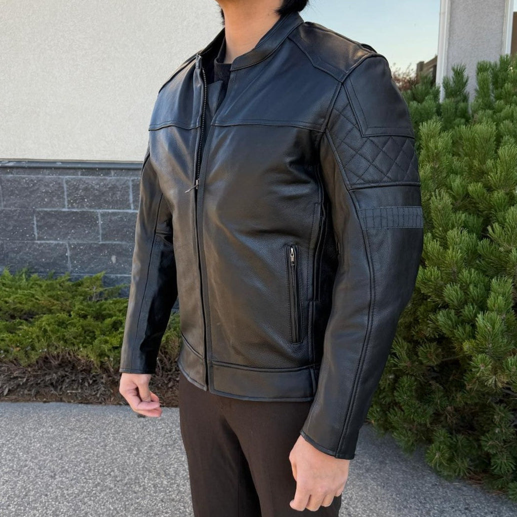 Unik International Men's Reflective Stripe Motorcycle Jacket