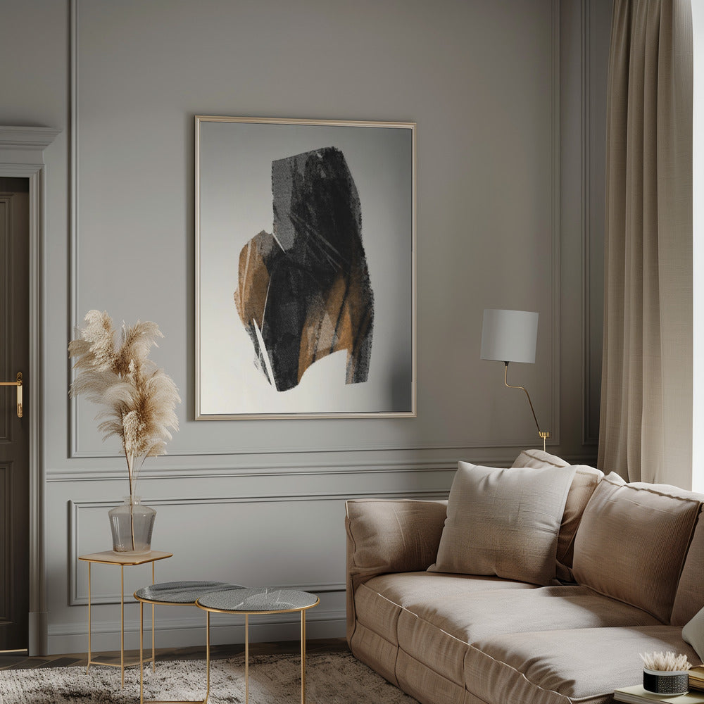 Wandbild Schwarze Figur auf neutralem Hintergrund 4
