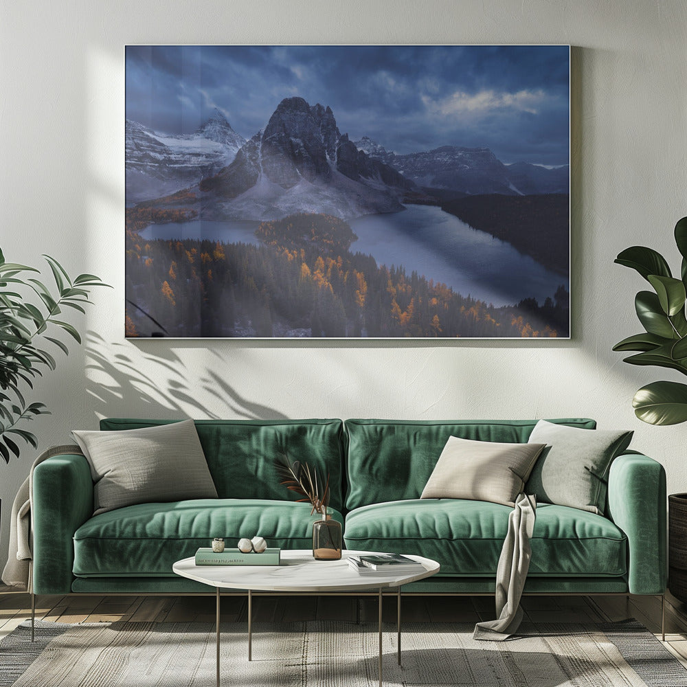 Wandbild Mount Assiniboine: Mitten in einem Schneesturm