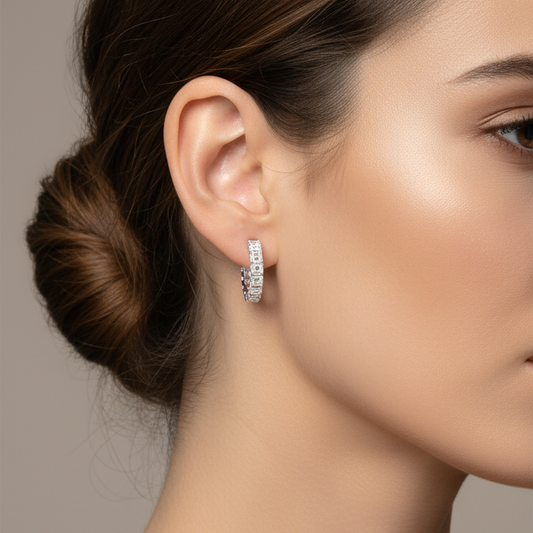 C-Shaped Radiant Diamond Studs