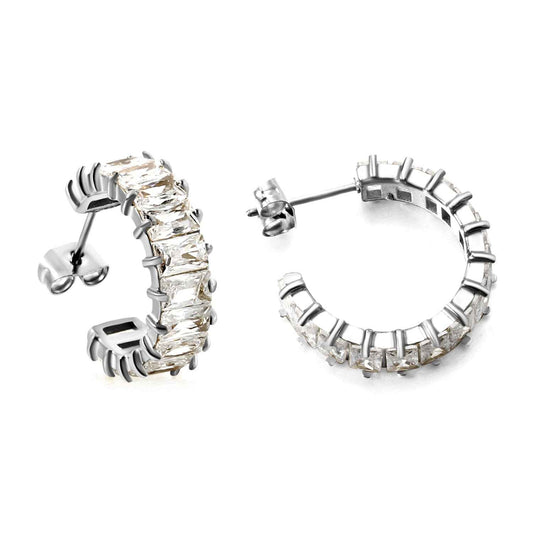 C-Shaped Radiant Diamond Studs