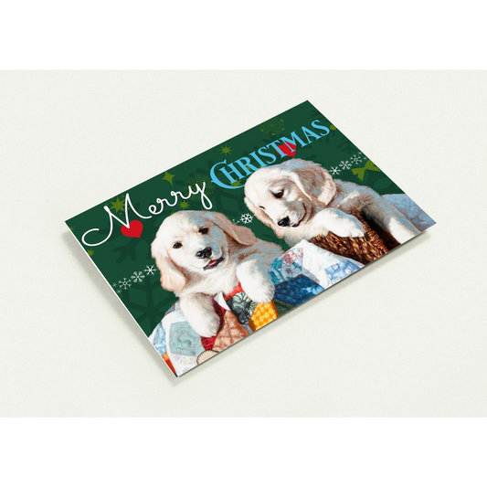Weihnachtskarten mit Welpenmotiv – 10er-Pack gefaltete Premium-Grußkarten