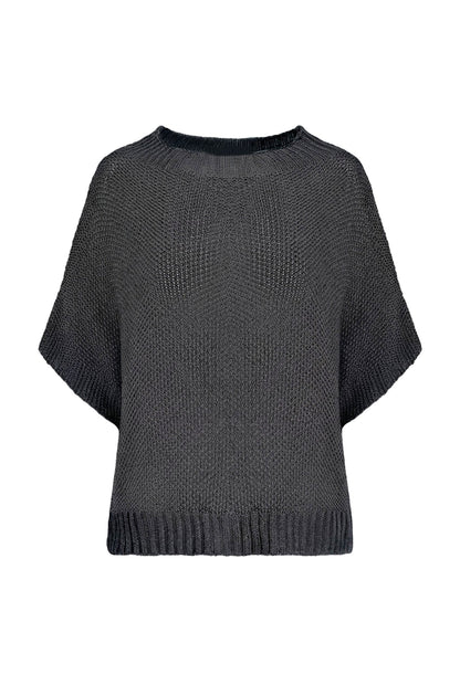 Women's Knit Boat-Neck Sweater with Short Sleeves