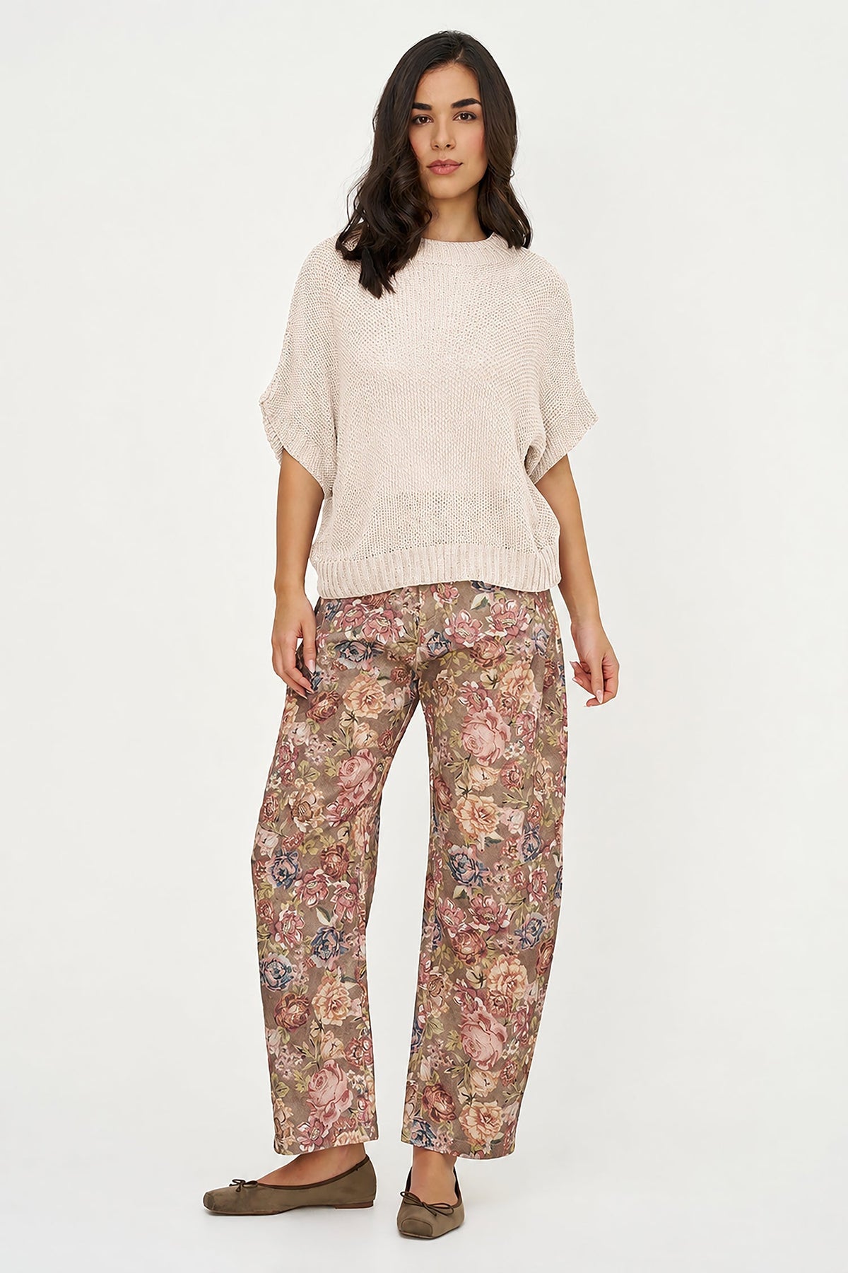 Women's Knit Boat-Neck Sweater with Short Sleeves