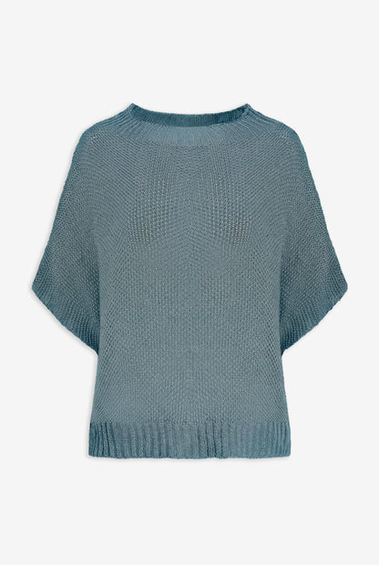 Women's Knit Boat-Neck Sweater with Short Sleeves