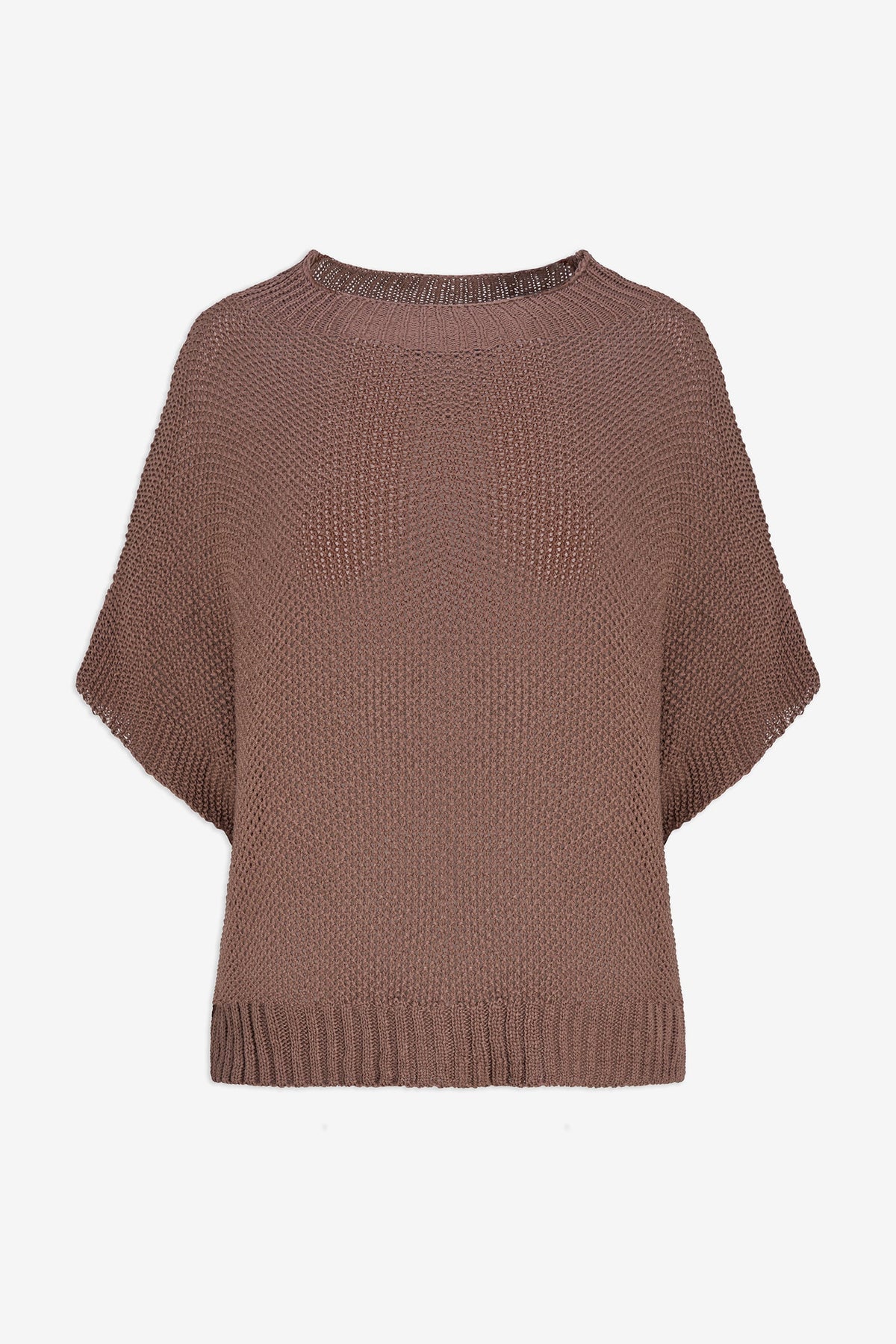 Women's Knit Boat-Neck Sweater with Short Sleeves