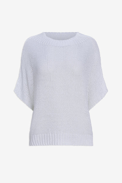 Women's Knit Boat-Neck Sweater with Short Sleeves