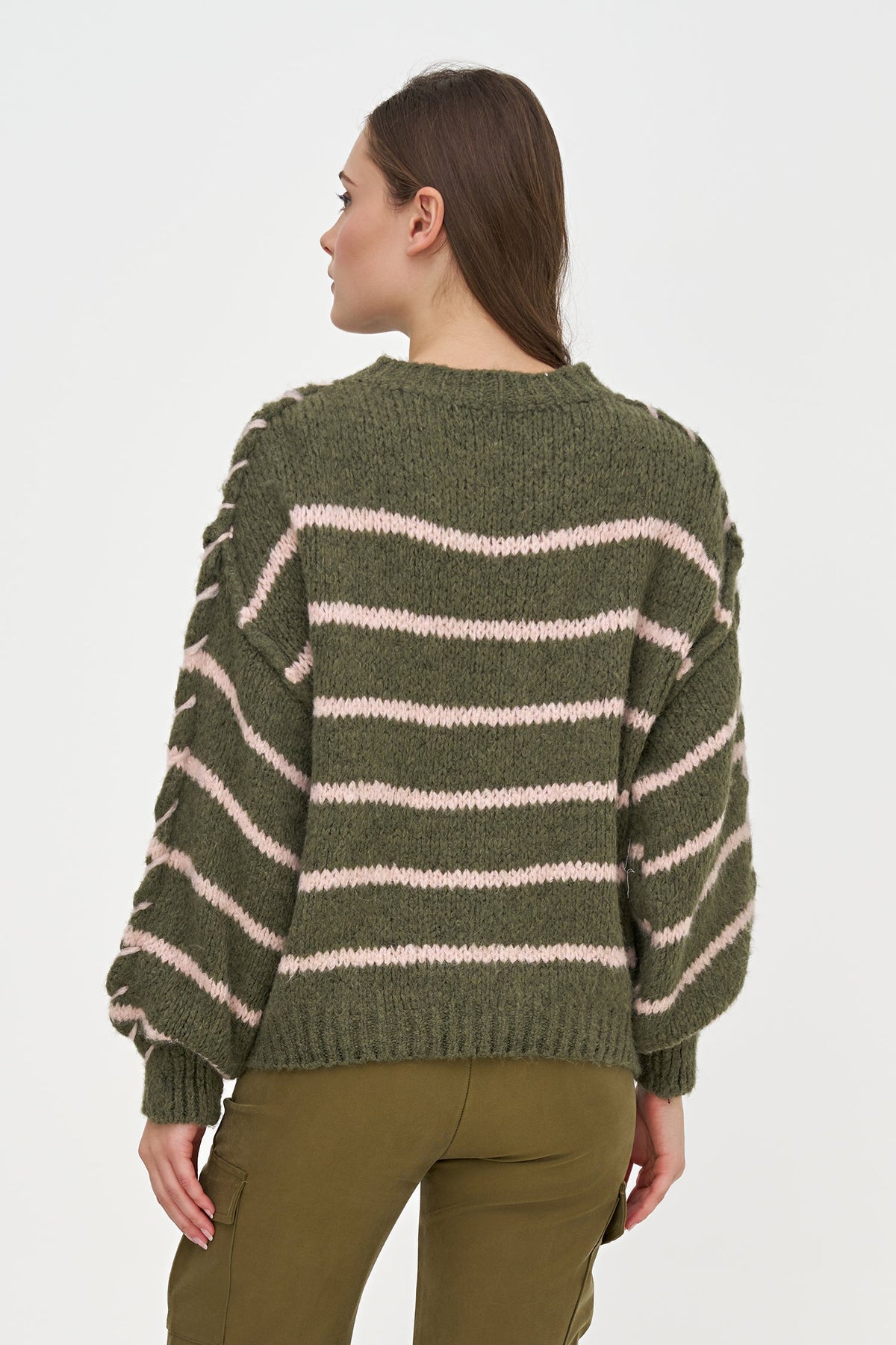 Women's Knit Crew-Neck Sweater, Long Sleeves & Color-Block Stripes
