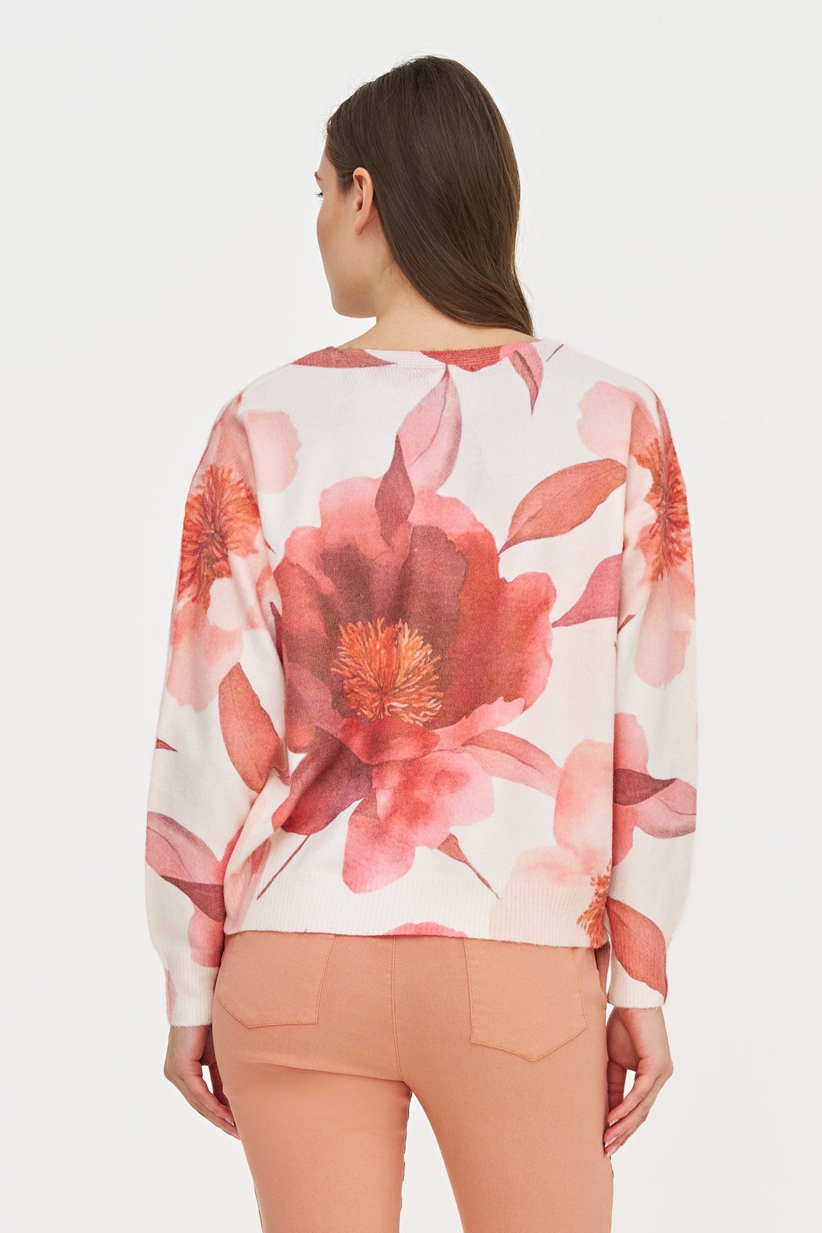 Women's Printed Knit V-Neck Sweater