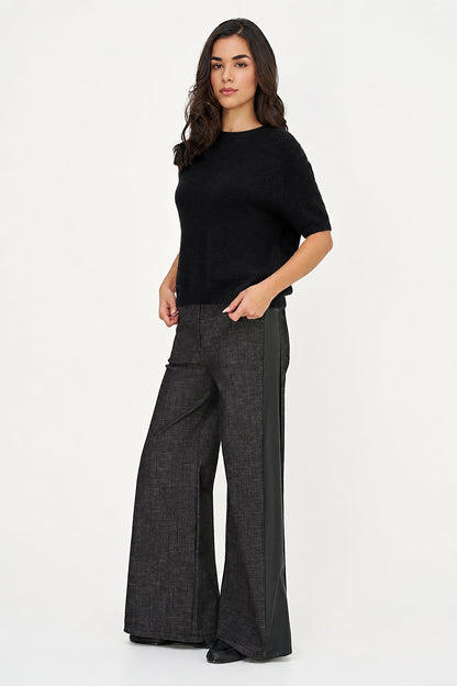 Women's Soft Brushed-Knit Crew-Neck Sweater with Elbow-Length Sleeves