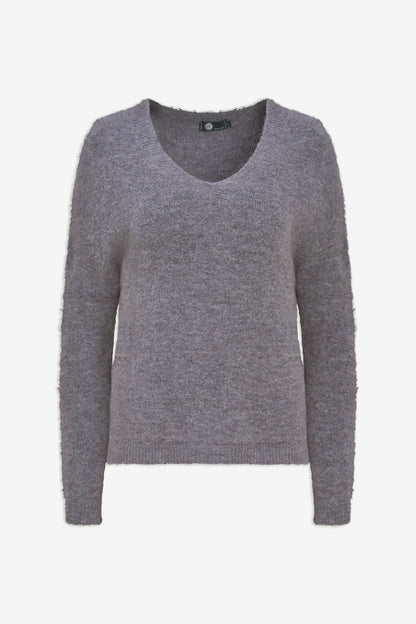 Women's Soft Brushed-Knit V-Neck Sweater with Long Sleeves