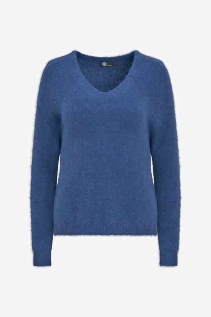 Women's Soft Brushed-Knit V-Neck Sweater with Long Sleeves