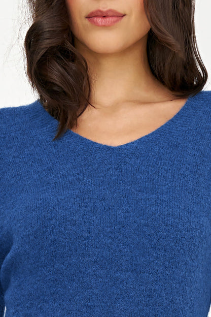 Women's Soft Brushed-Knit V-Neck Sweater with Long Sleeves