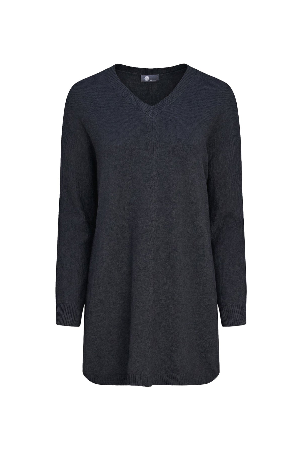 Women's Knit V-Neck Tunic Sweater with Long Sleeves
