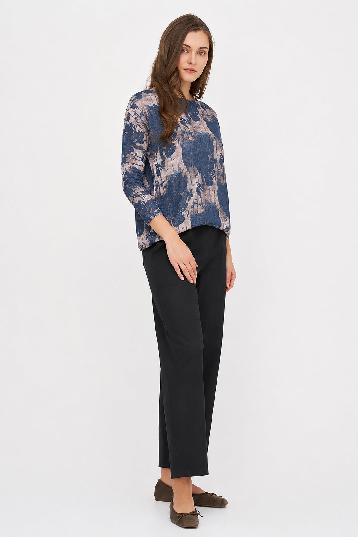 Women's Printed Knit Boat-Neck Sweater