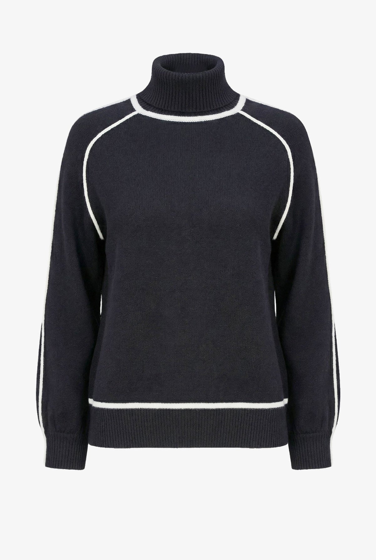 Women's Color-Block Turtleneck Sweater, Long Sleeves & Piping