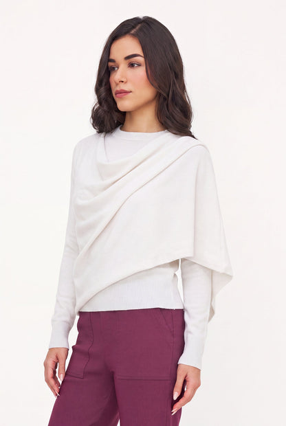 Women's Fine Knit Sweater/Scarf Combo, with a Crew-Neckline, Long Sleeves & an Attached Scarf Detail