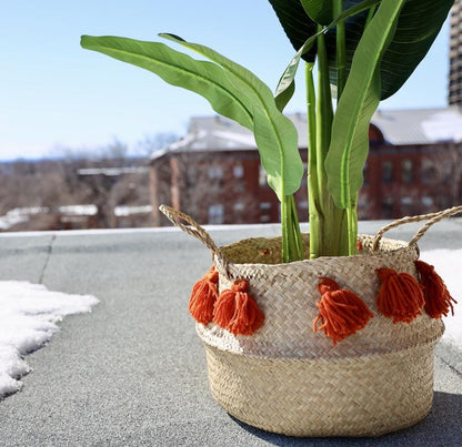 Porta - Seegraskorb mit orangen Pompons