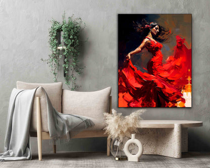 Wandkunst – Das rote Kleid – Edle Kunstwerke. Goldlack