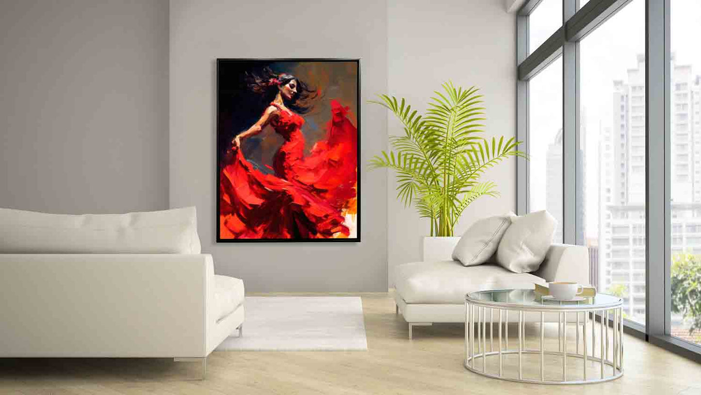 Wandkunst – Das rote Kleid – Edle Kunstwerke. Goldlack
