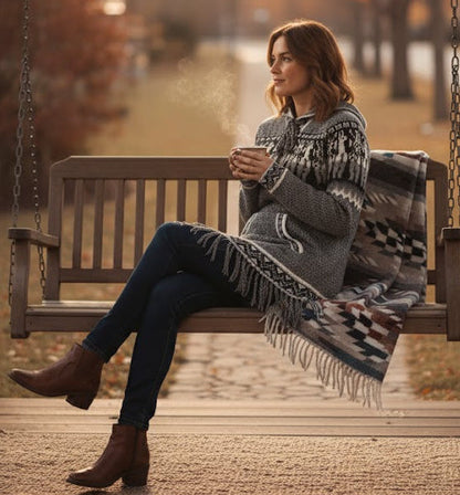 Women Cardigan Grey Alpaca Sweater