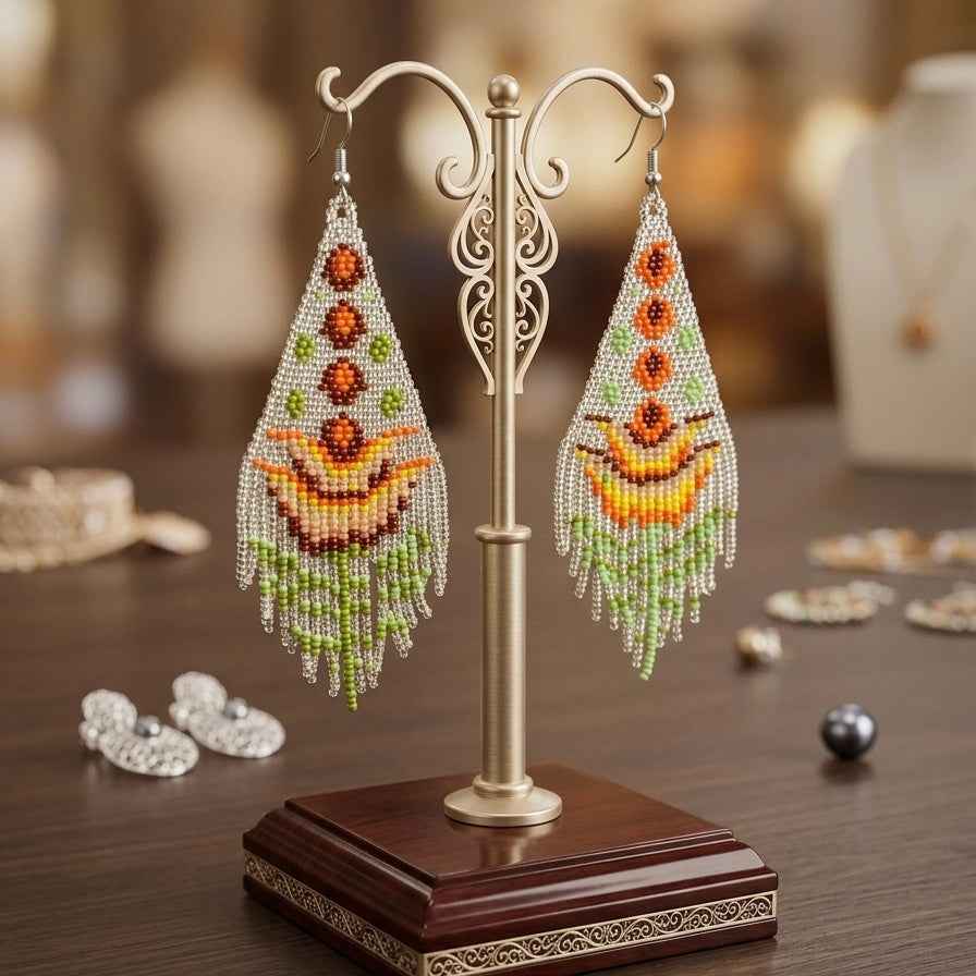 Silver Flame Blossom Drop Earrings