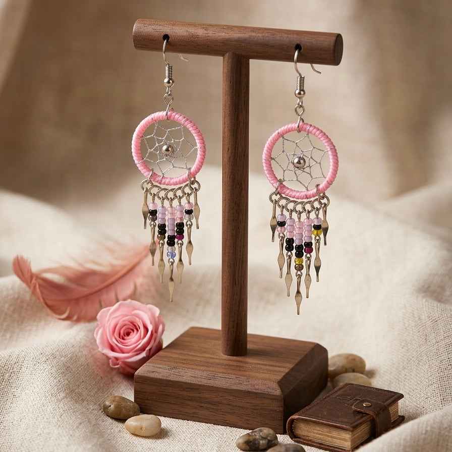 OLDTRIBES™ Pink Dreamcatcher earrings