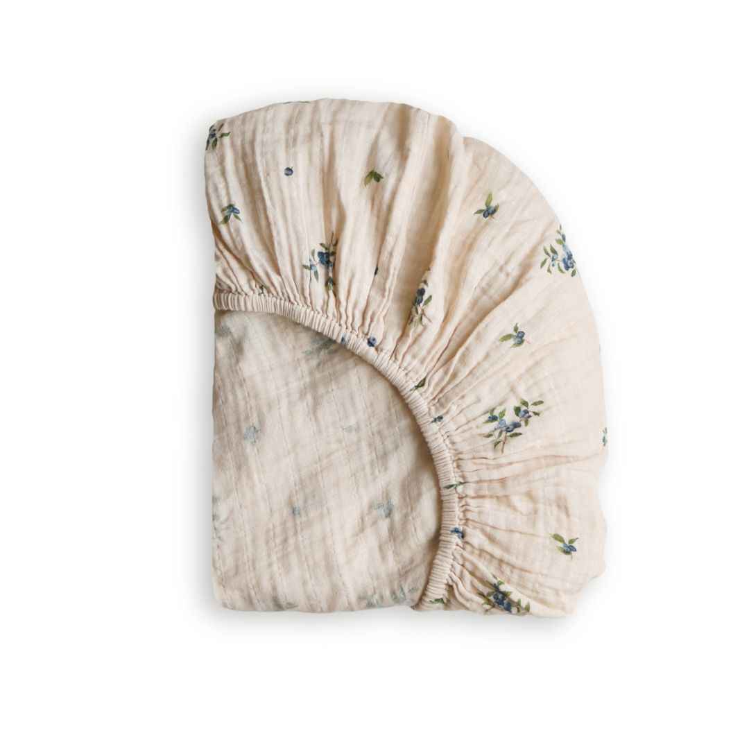 Organic Cotton Muslin Crib Fitted Sheets - Blueberry