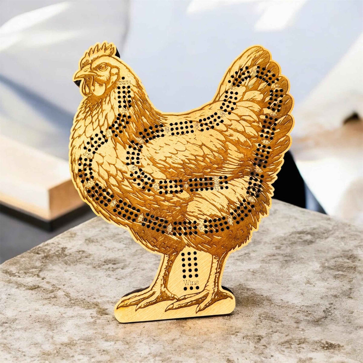 Chicken Cribbage Board-Rustic Farmhouse Wooden Game