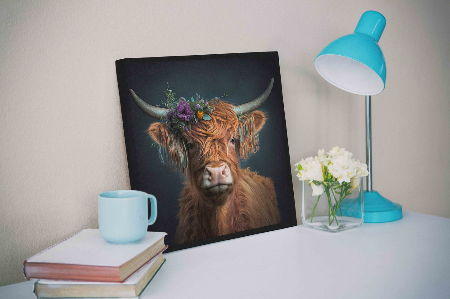 Natur-Wandkunst – Bisons und Blumen – Leinwanddruck